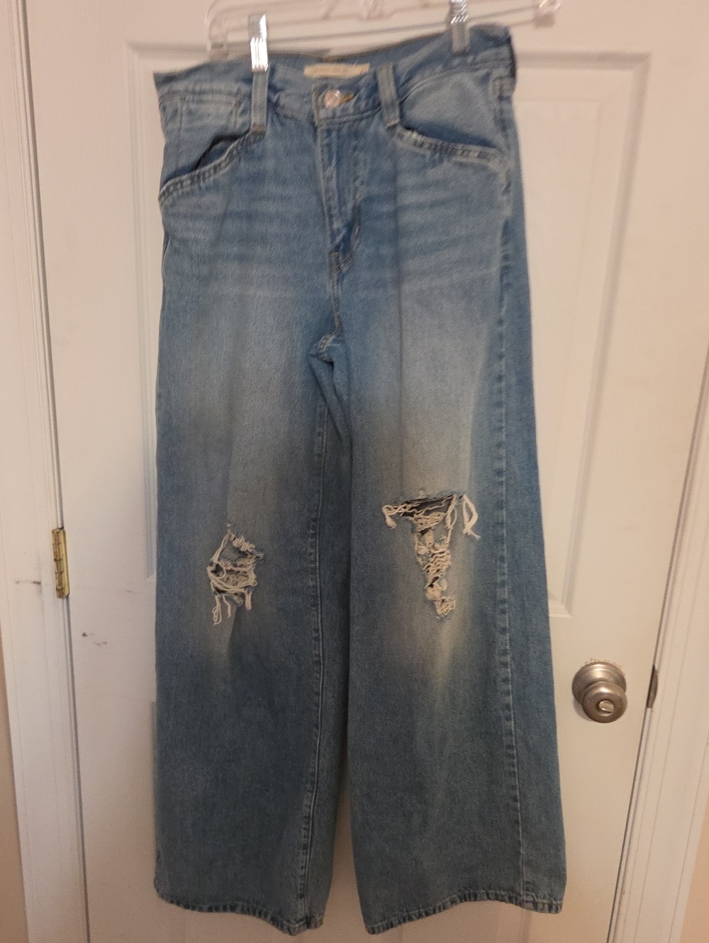Levi's Light Blue Wide-Leg Distressed Jeans